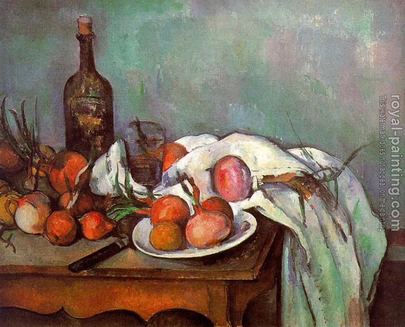 Paul Cezanne : Onions and Bottle